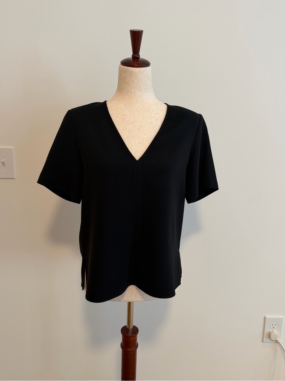 A.L.C. - Black V-Neck Short Sleeve Blouse - 4